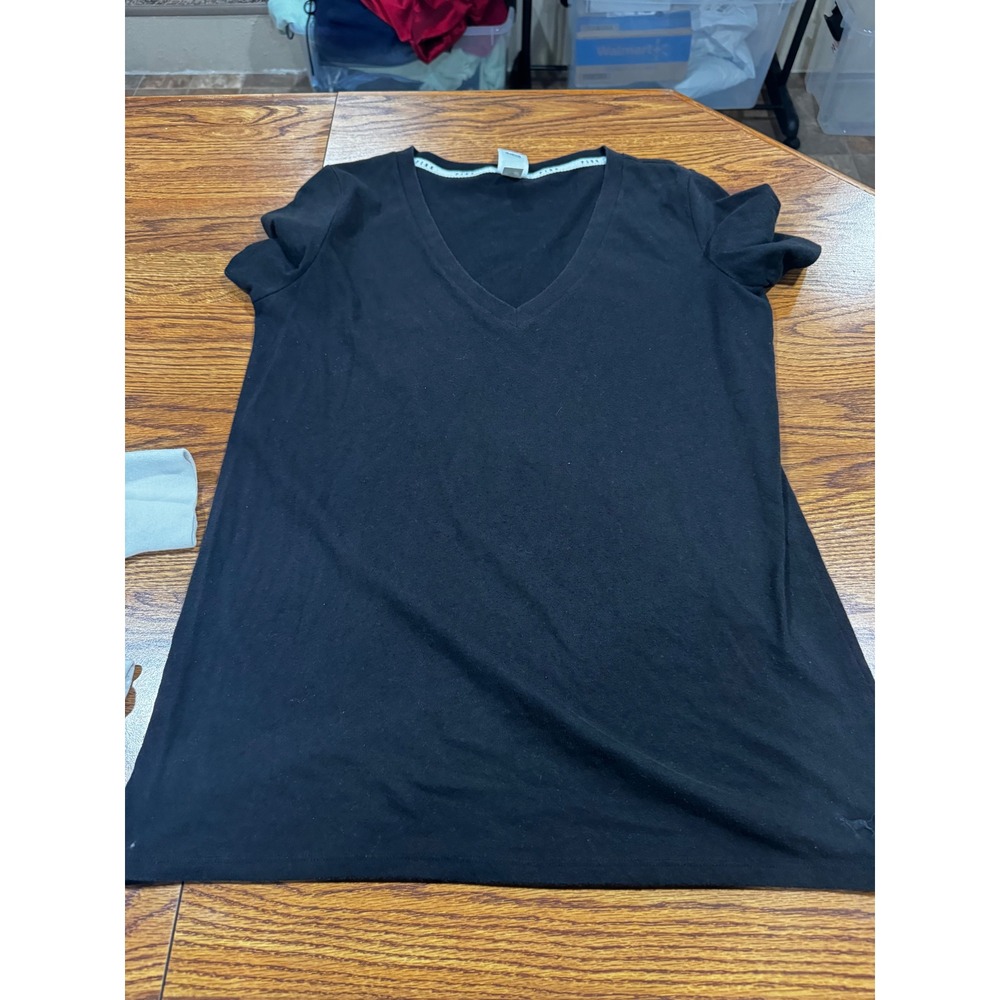 Victoria's Secret PINK Womens Black V-Neck Short Sleeve Sleepwear Tee‎ Shirt M